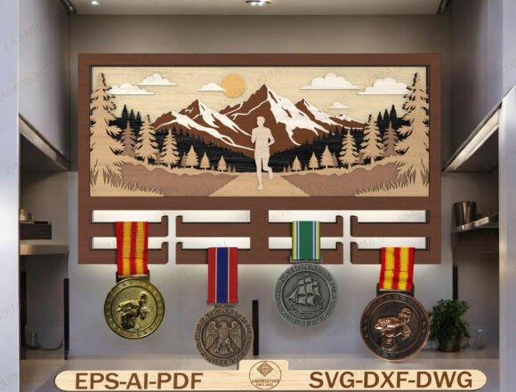 Download Running Medal Holder Laser Cut File - Medal holder Collection
