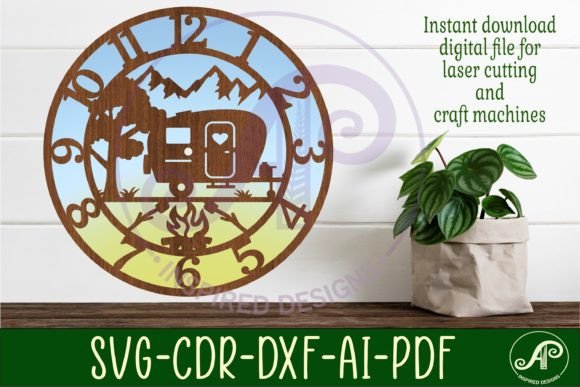 Download Caravan/camping Wall Clock Laser Cut - Camping wall clock Collection