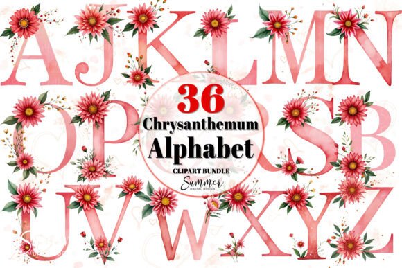 Download Chrysanthemum Floral Alphabet Clipart - Premium Resources