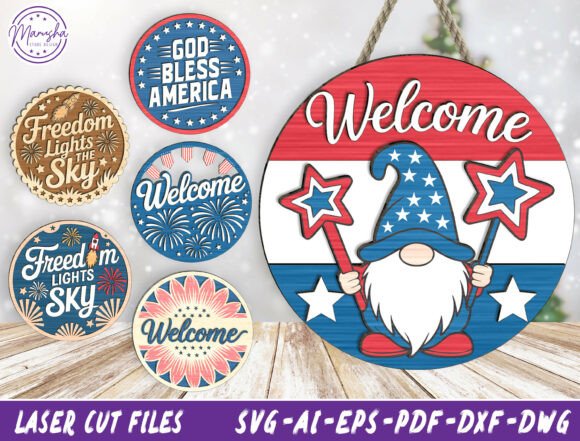 Download Patriotic Round Sign SVG Bundle - Premium Resources