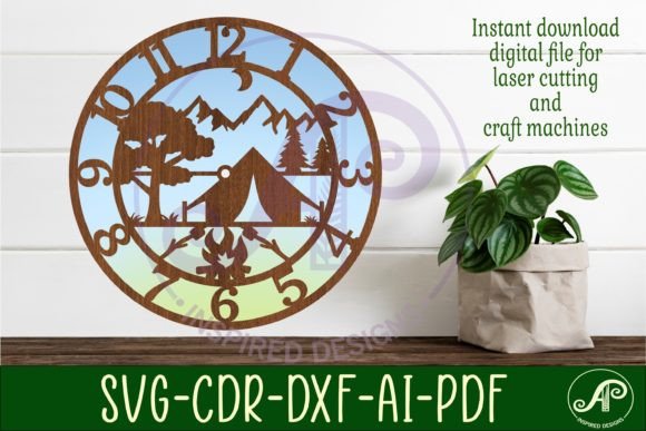 Download Camping Wall Clock Laser Cut Files, SVG - Camping wall clock Collection